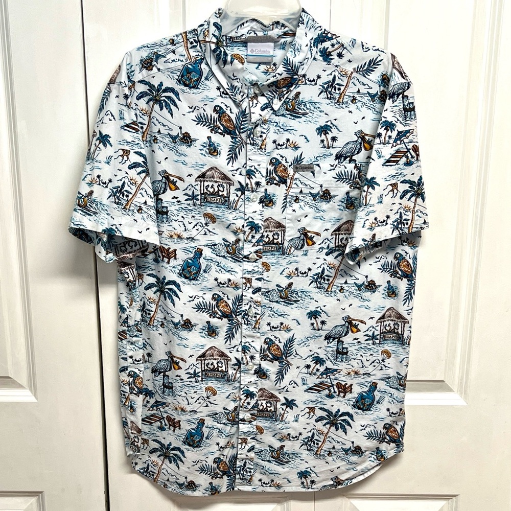 Columbia Multi Color Escape Tropical Camp Shirt Size M